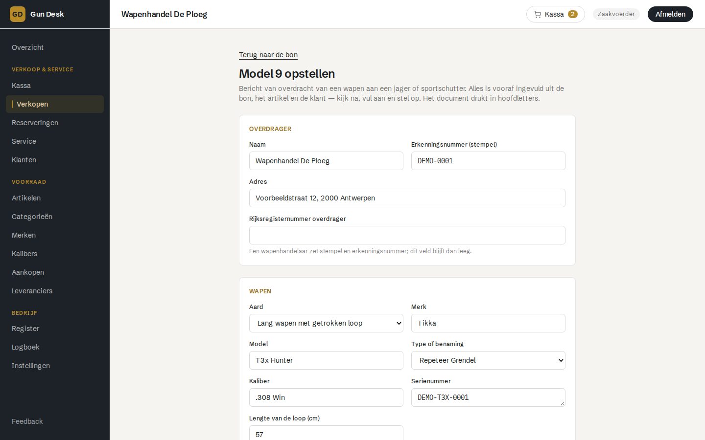 Schermafbeelding: Model 9, zonder overtikken